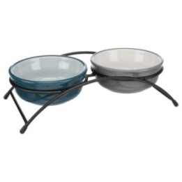 Trixie Napf-Set Keramik/Metall - petrol/grau - 2 × 025 l