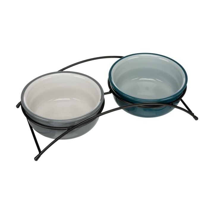 Trixie Napf-Set Keramik/Metall - petrol/grau - 2 × 06 l