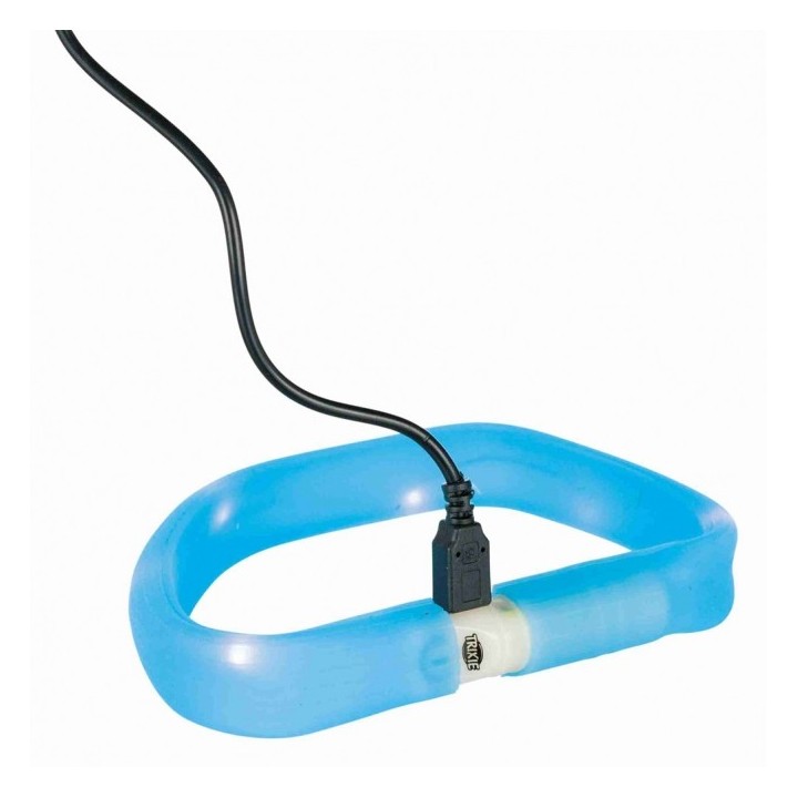 Trixie Flash Leuchtband USB - extra breit - blau / 70 cm