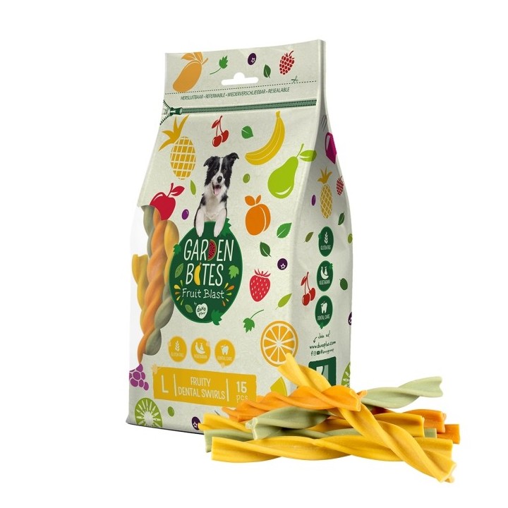 Garden Bites Fruity Dental Swirls - L - 16cm / 15 Stück