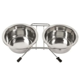 Duvoplus Edelstahl Doppel-Napfständer - 2x 470ml / 135cm