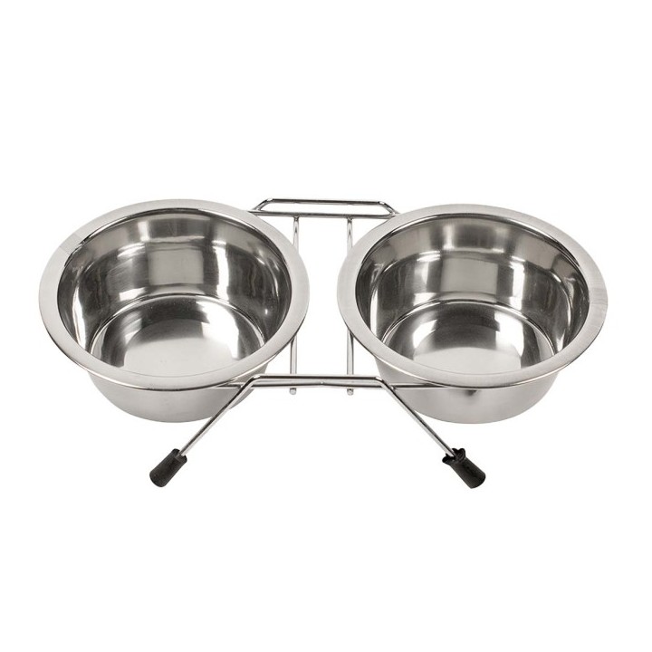 Duvoplus Edelstahl Doppel-Napfständer - 2x 470ml / 135cm