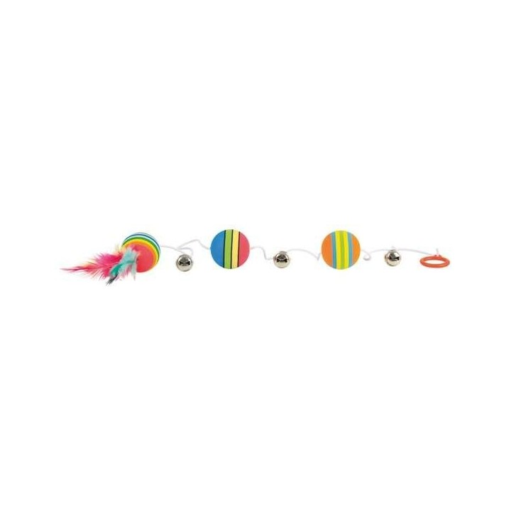 Trixie 3 Rainbow-Bälle am Gummiband mit Glöckchen