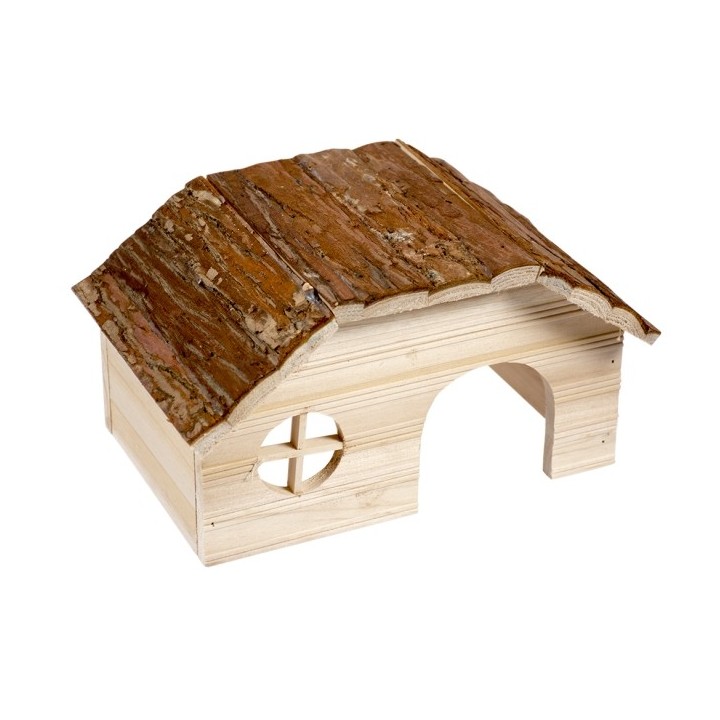 Duvoplus Kleintierhaus mit Rindendach - 28 x 18 x 16cm