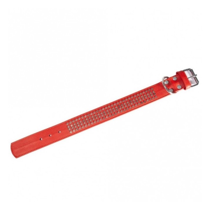Karlie Vintage Halsband mit 4eck-Nieten 50mm - Rot - 60cm / 50mm