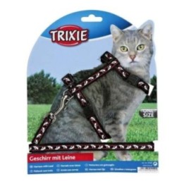 Trixie Katzen-Garnitur mit Leine  Schnappverschlüssen - Katzenmotiv