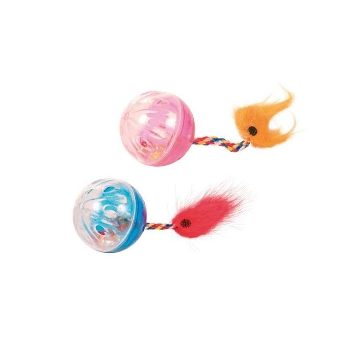 Trixie 2 Rasselbälle mit Spielschwanz - 4 cm