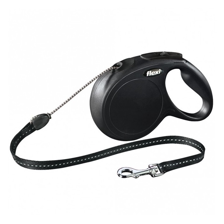 FLEXI Rollleine New CLASSIC Seil - 8m bis 20kg - Schwarz