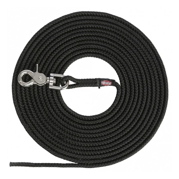 Trixie Schleppleine rund aus Segeltau mit Trigger Snap Hook - schwarz - 10 m