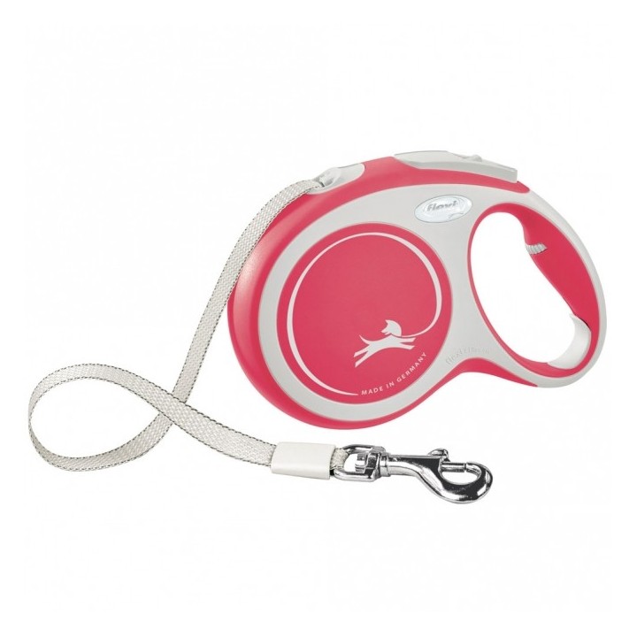FLEXI Rollleine New COMFORT Gurt - 8m bis 50kg - rot