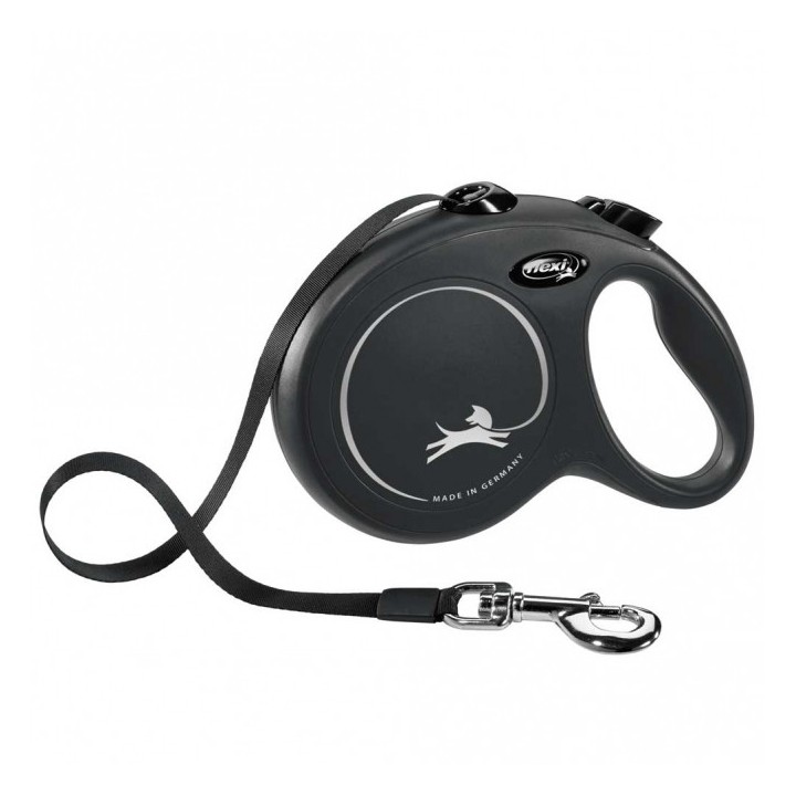 FLEXI Rollleine New CLASSIC Gurt - 5m bis 50kg - Schwarz
