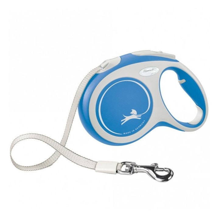 FLEXI Rollleine New COMFORT Gurt - 5m bis 60kg - blau
