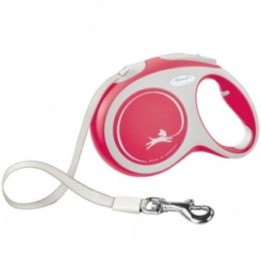 FLEXI Rollleine New COMFORT Gurt - 5m bis 60kg - rot