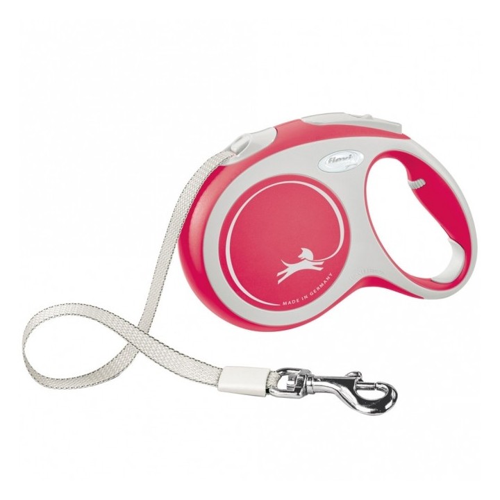 FLEXI Rollleine New COMFORT Gurt - 5m bis 60kg - rot