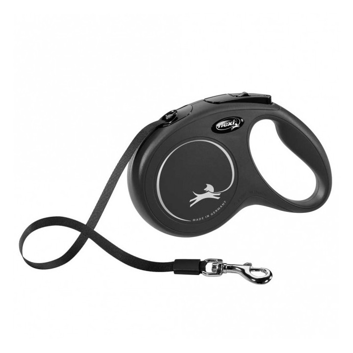FLEXI Rollleine New CLASSIC Gurt - 5m bis 25kg - Schwarz