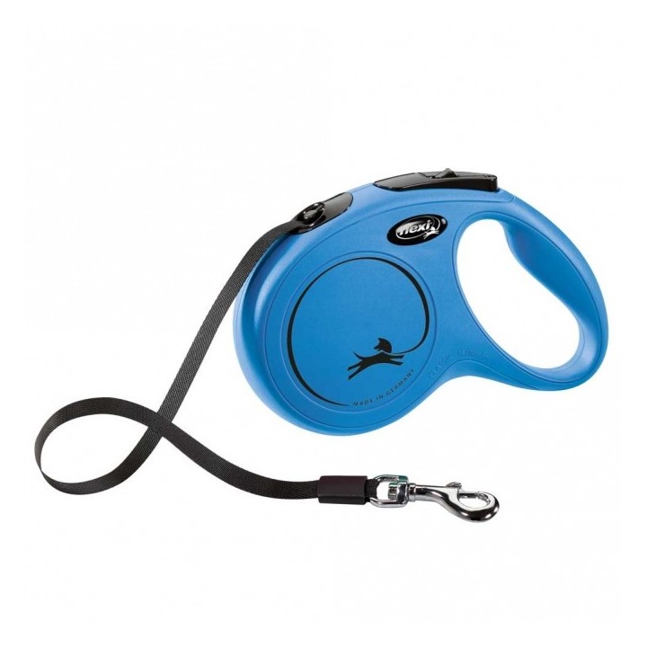 FLEXI Rollleine New CLASSIC Gurt - 5m bis 25kg - Blau