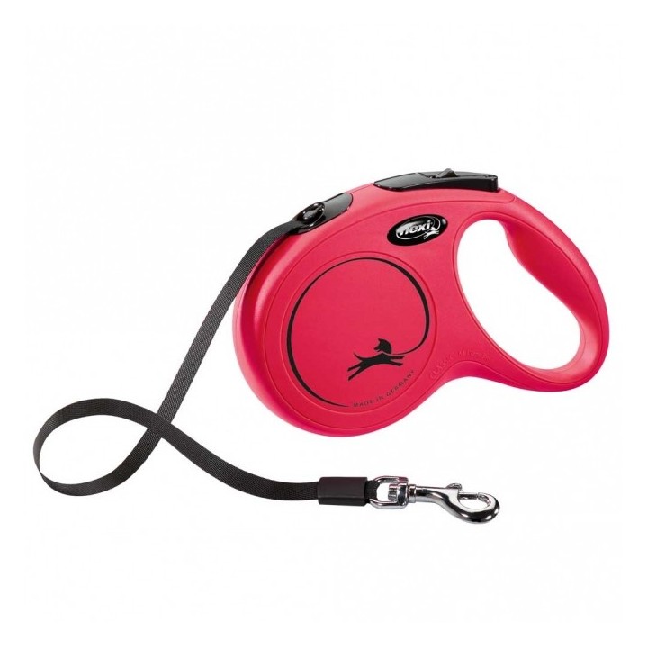 FLEXI Rollleine New CLASSIC Gurt - 5m bis 25kg - Rot