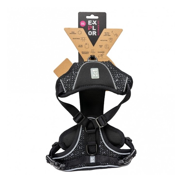 Duvoplus EXPLOR Ultimate Fit No-Pull-Geschirr - granite black - XS - 28-37cm - 32-43cm