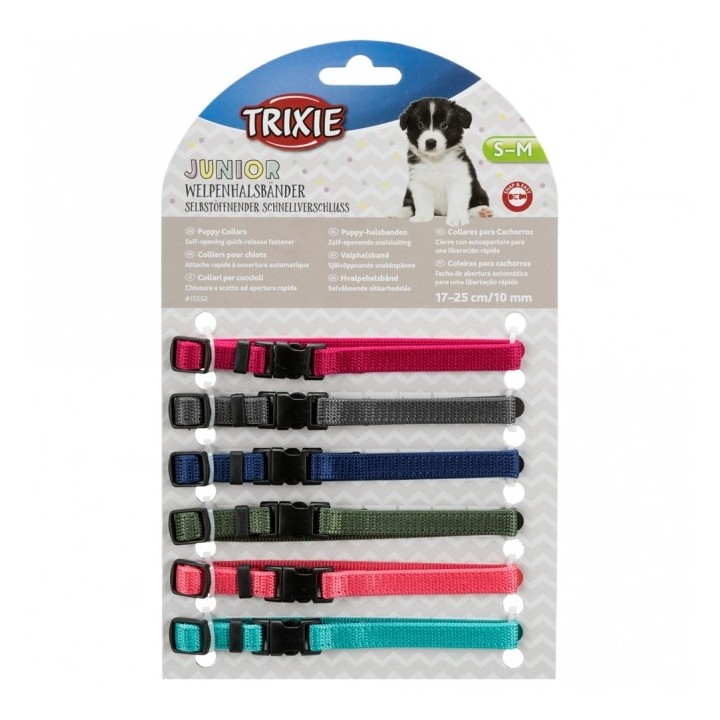Trixie Welpenhalsbänder - 6er-Set 2 - M-L  22-35 cm