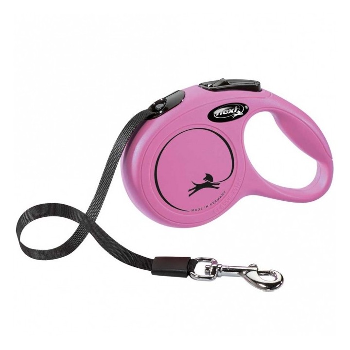 FLEXI Rollleine New CLASSIC Gurt - 3m bis 12kg - Pink