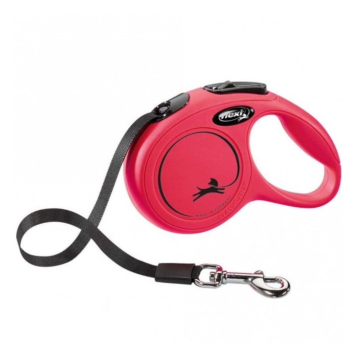 FLEXI Rollleine New CLASSIC Gurt - 3m bis 12kg - Rot