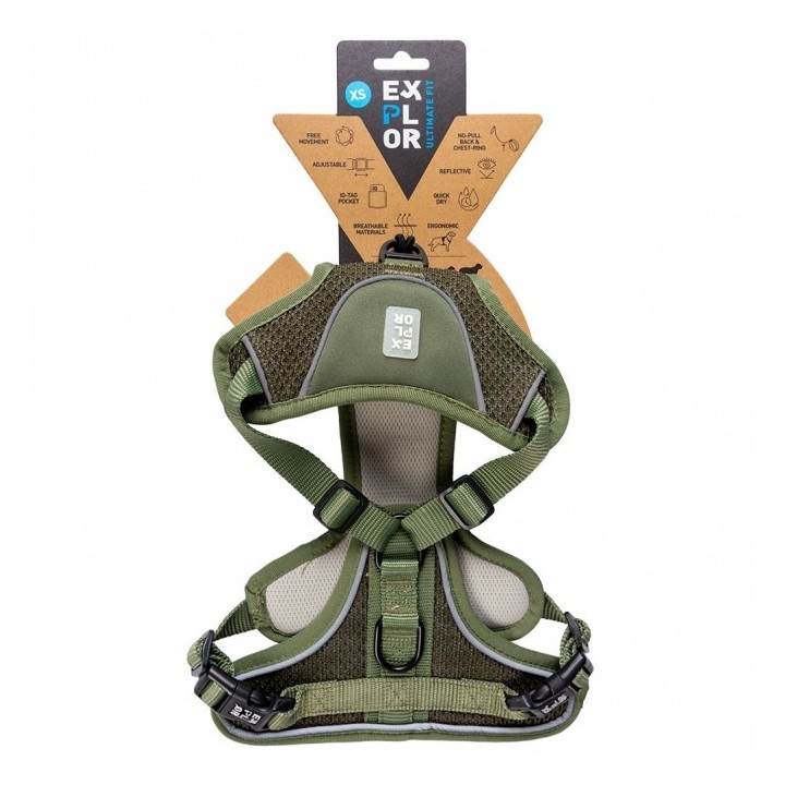 Duvoplus EXPLOR Ultimate Fit No-Pull-Geschirr - Undercover Green - XS - 28-37cm - 32-43cm