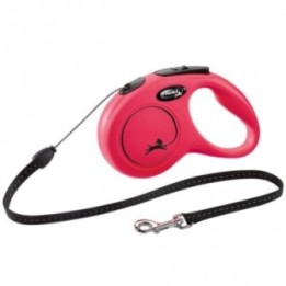 FLEXI Rollleine New CLASSIC Seil - 5m bis 12kg - Rot