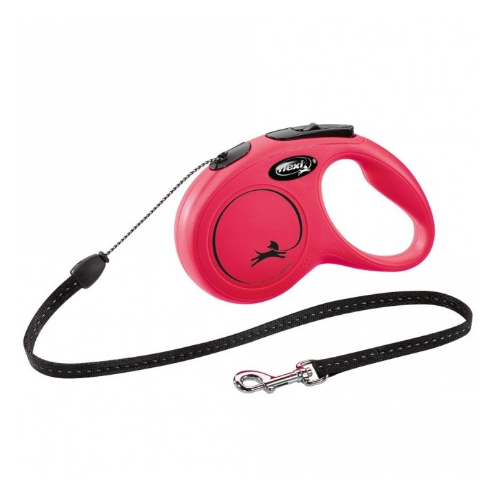 FLEXI Rollleine New CLASSIC Seil - 5m bis 12kg - Rot