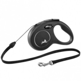 FLEXI Rollleine New CLASSIC Seil - 5m bis 12kg - Schwarz