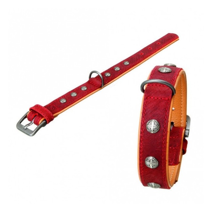 Karlie BUFFALO ORIENTAL Halsband - Dunkelrot/Natur - 30 mm / 40 cm