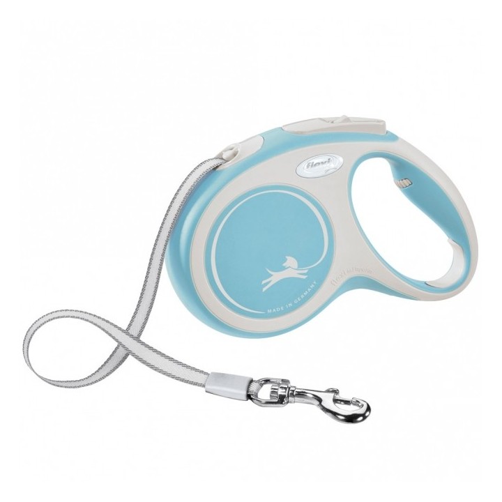 FLEXI Rollleine New COMFORT Gurt - 5m bis 25kg - hellblau