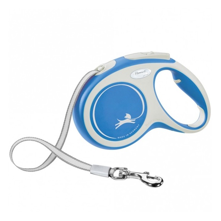 FLEXI Rollleine New COMFORT Gurt - 5m bis 25kg - blau