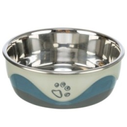 Trixie Edelstahlnapf - weiß/grau/blau - 04 l/ø 14 cm