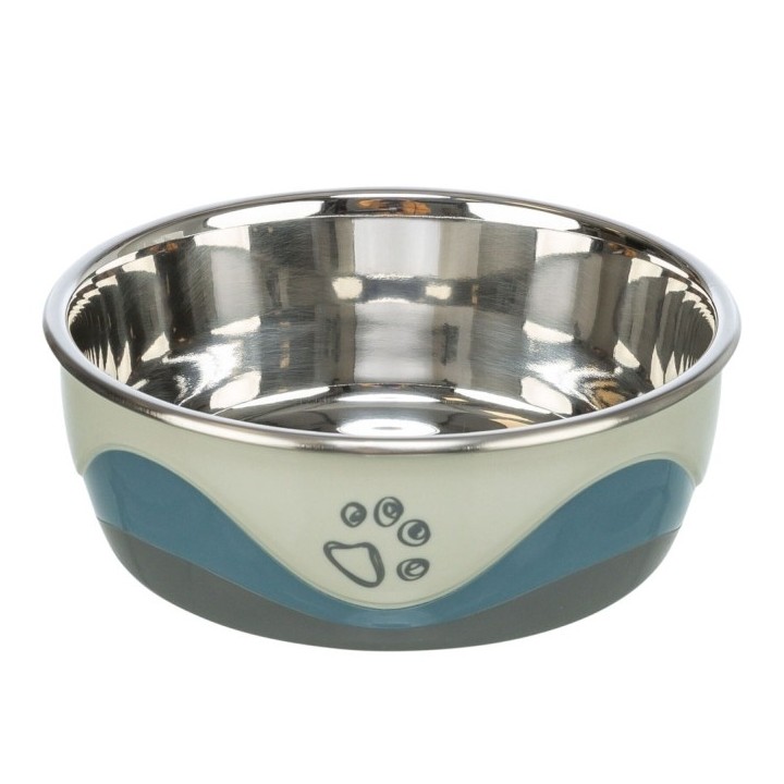 Trixie Edelstahlnapf - weiß/grau/blau - 14 l/ø 21 cm