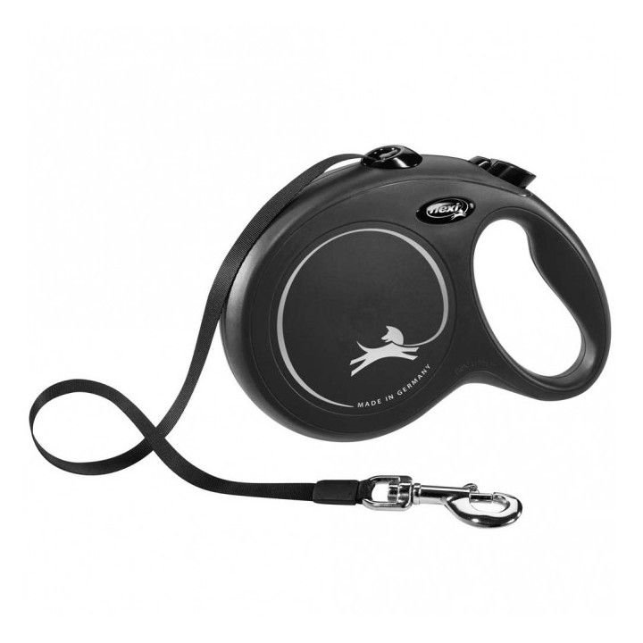 FLEXI Rollleine New CLASSIC Gurt - 8m bis 50kg - Schwarz
