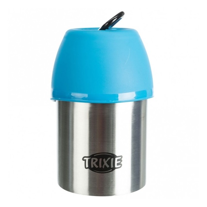 Trixie Edelstahl-Flasche mit Trinknapf - 300 ml
