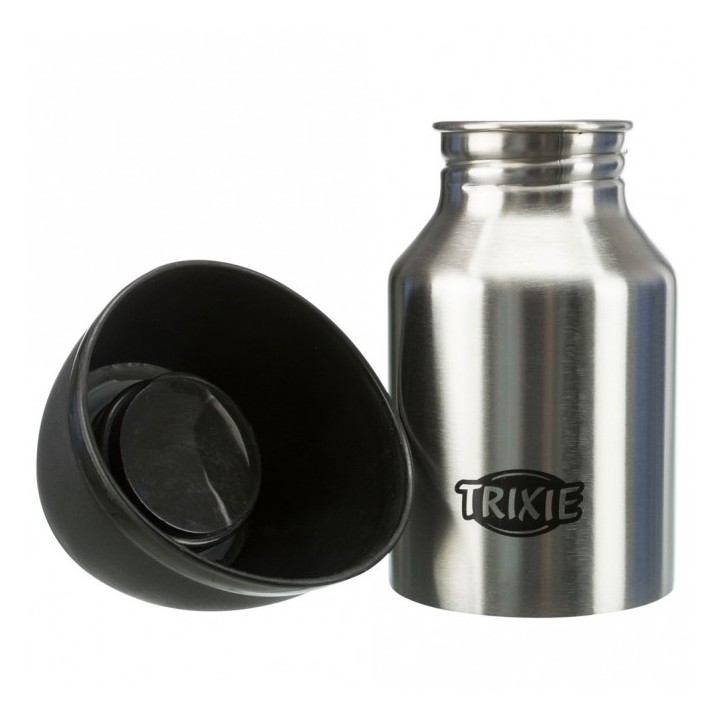 Trixie Edelstahl-Flasche mit Trinknapf - 300 ml
