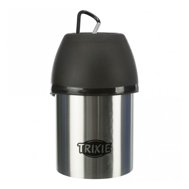 Trixie Edelstahl-Flasche mit Trinknapf - 300 ml