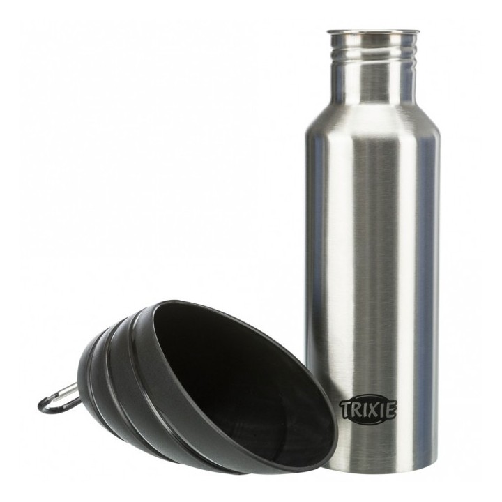 Trixie Edelstahl-Flasche mit Trinknapf - 750 ml