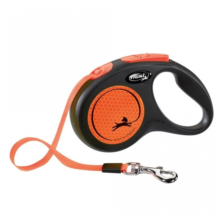 Flexi New Classic Neon Gurt-Roll-Leine - S / Orange