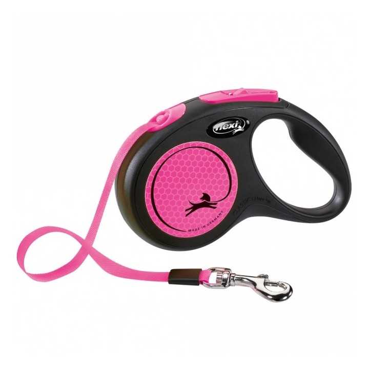 Flexi New Classic Neon Gurt-Roll-Leine - S / Pink