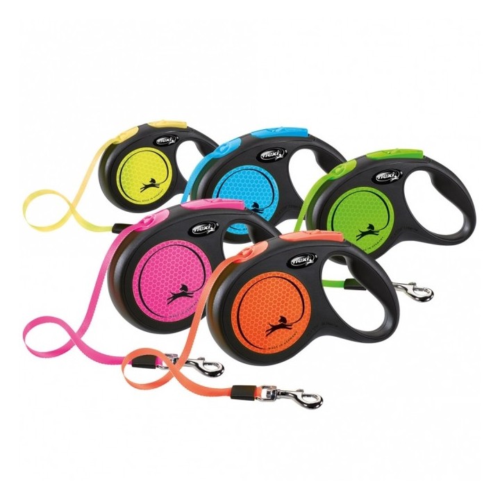 Flexi New Classic Neon Gurt-Roll-Leine - M / Pink