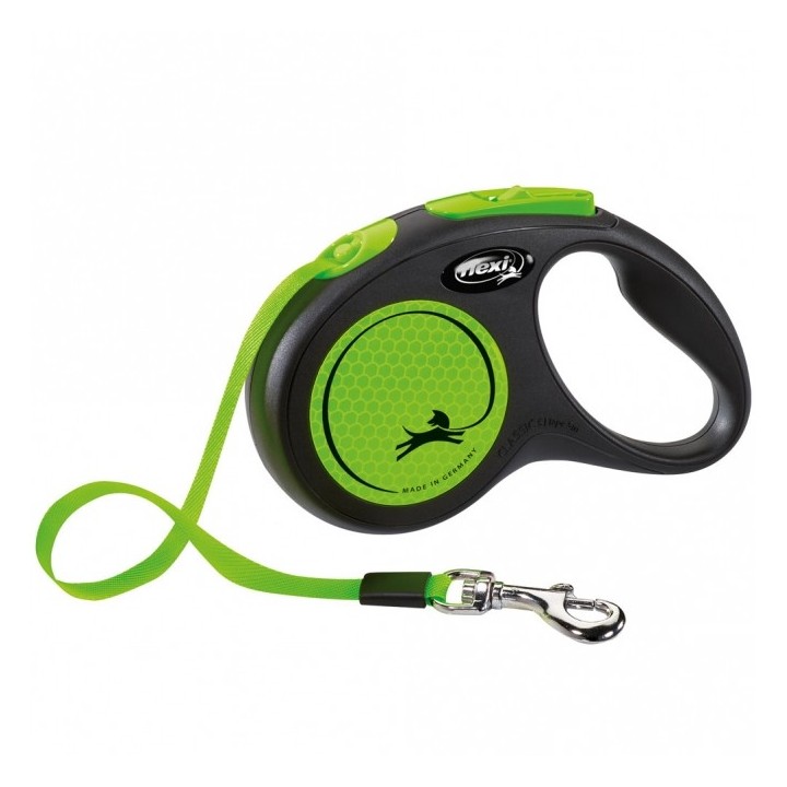 Flexi New Classic Neon Gurt-Roll-Leine - S / Grün