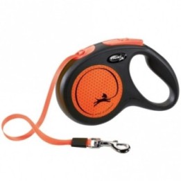 Flexi New Classic Neon Gurt-Roll-Leine - M / Orange