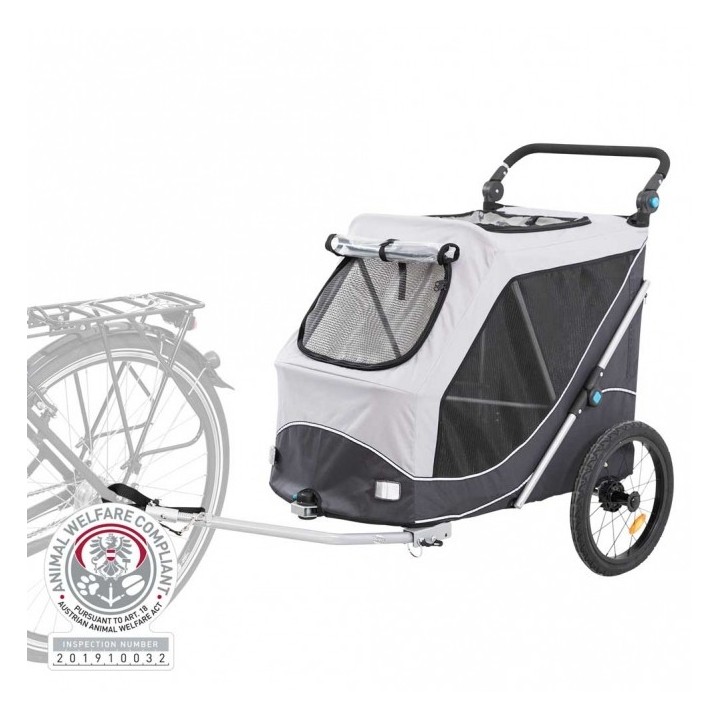 Trixie Fahrrad-Anhänger für Hunde - grau/schwarz - L