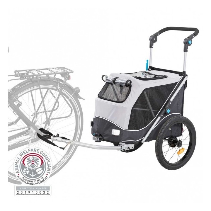 Trixie Fahrrad-Anhänger für Hunde - grau/schwarz - S