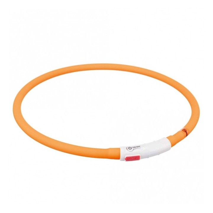 Trixie Flash Leuchtring USB aus Silikon - orange