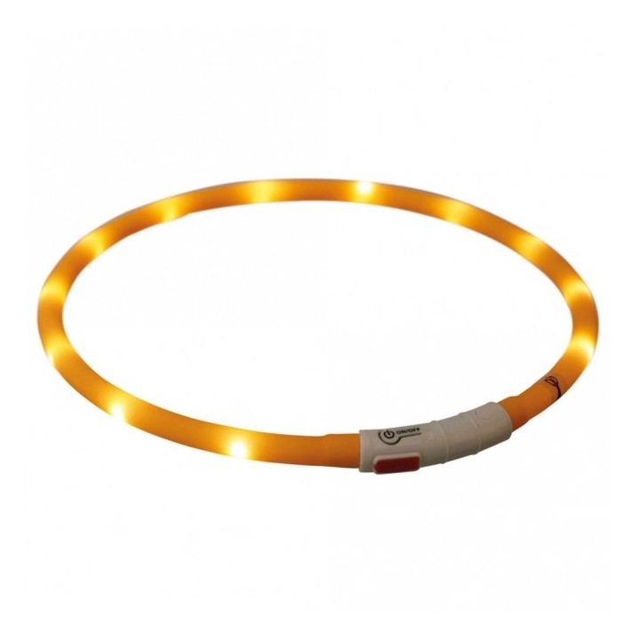 Trixie Flash Leuchtring USB aus Silikon - orange