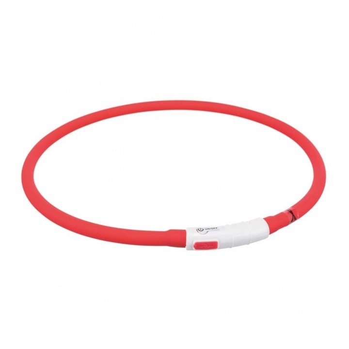 Trixie Flash Leuchtring USB aus Silikon - rot
