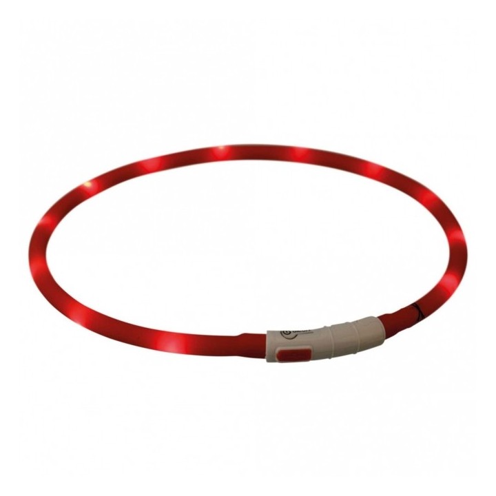 Trixie Flash Leuchtring USB aus Silikon - rot